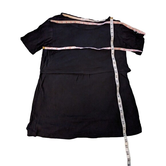 Small Show Pullover Shirt Womens Black Maternity Top Large SS Rayon Blend - Picture 5 of 7